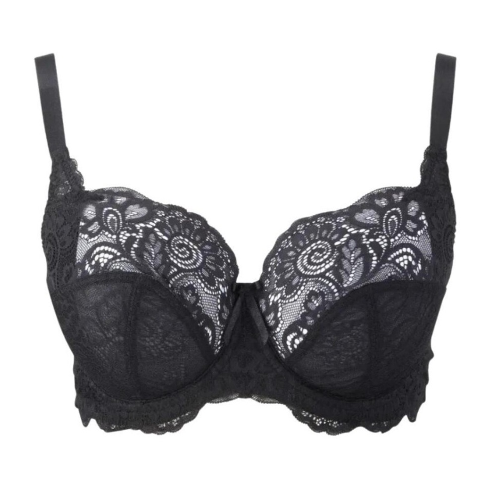 32DD Panache Andorra 5675 black full cup lace bra. NWOT underwire stretch lace